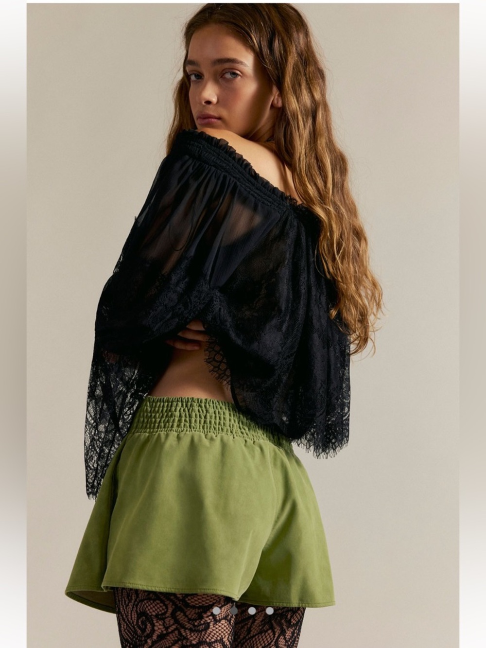 We The Free Paradise Found Green Vegan Suede Skort - Picture 3 of 14